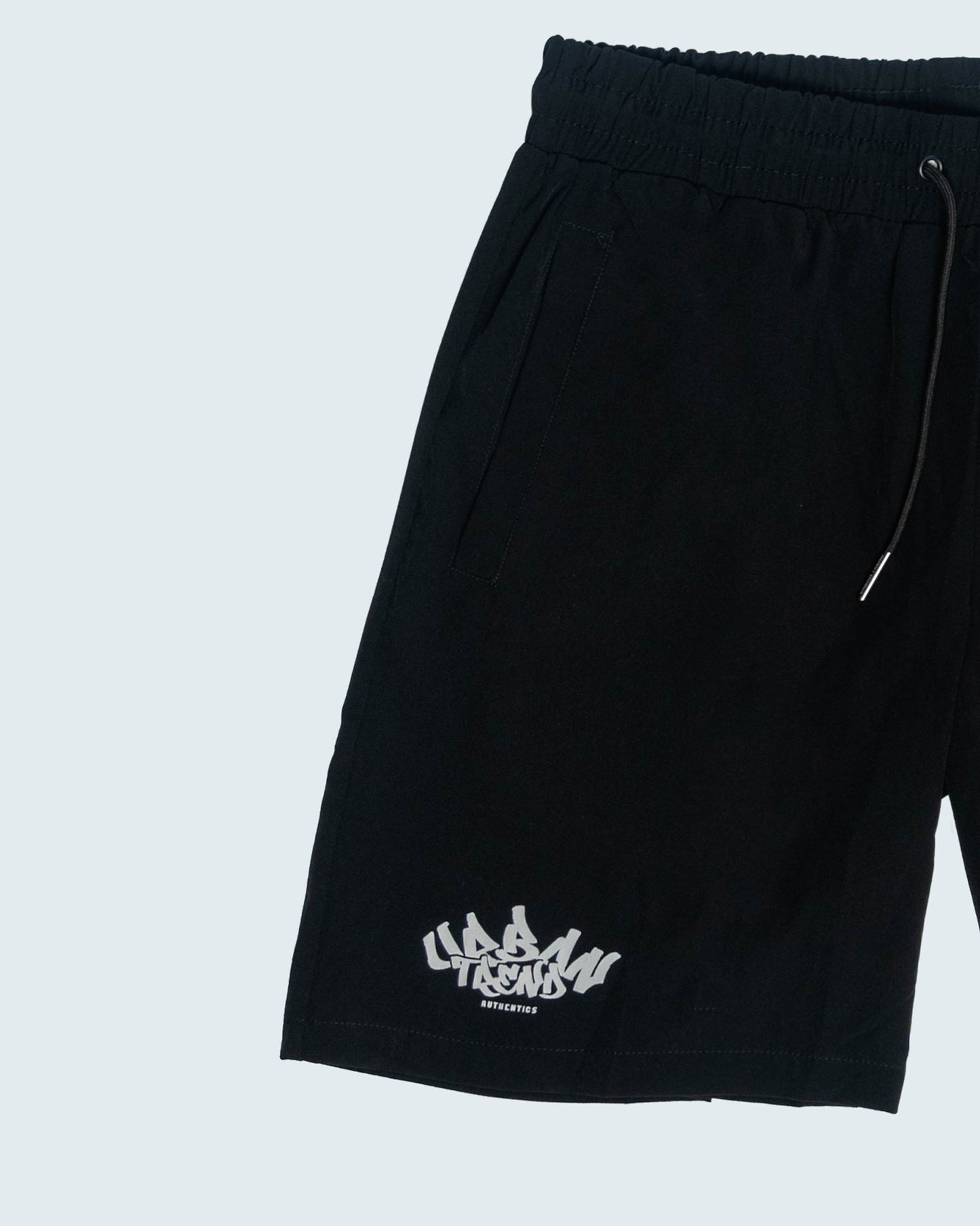 Black Graffiti Logo Print Short