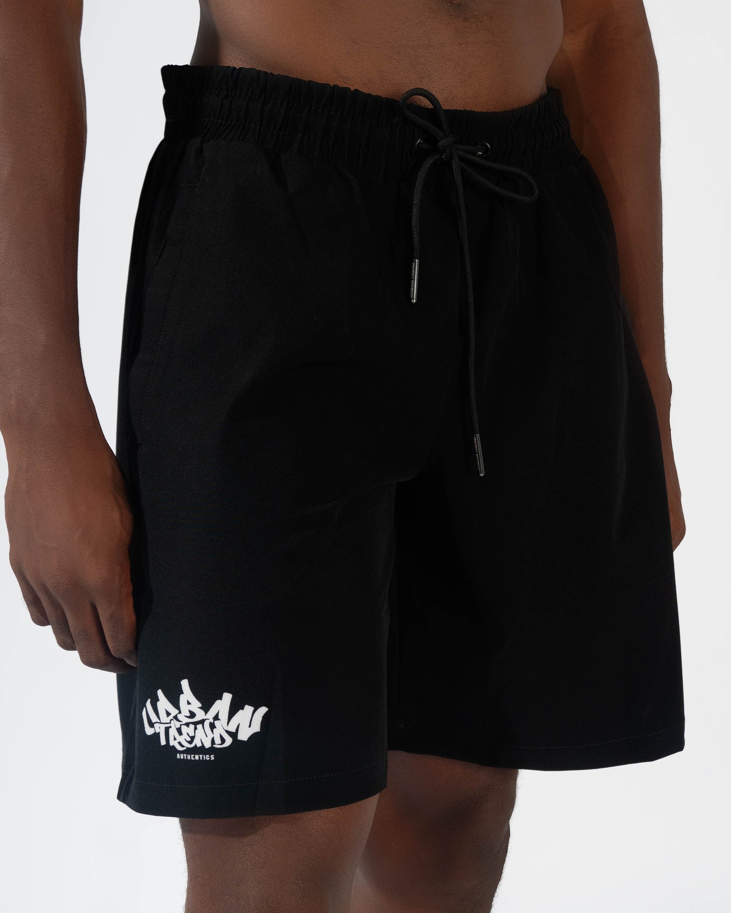 Black Graffiti Logo Print Short