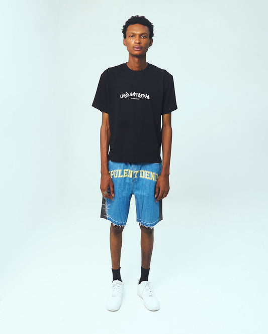 Graffiti Puff Logo Print T-Shirt - Black