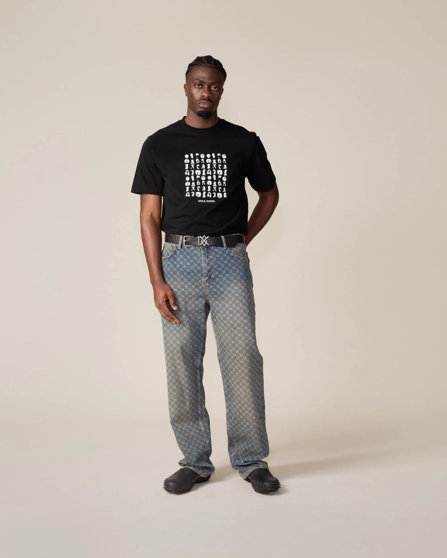 Black Hair Grid T-Shirt
