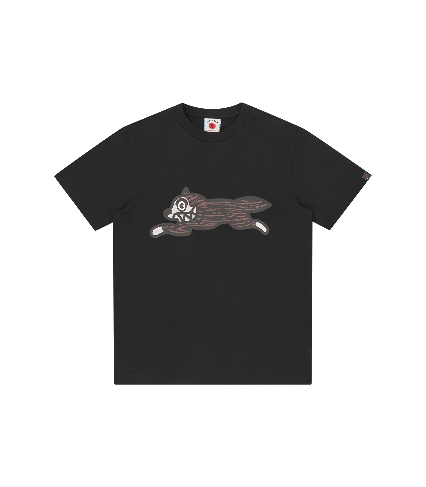 WOODGRAIN RUNNING DOG T-SHIRT - BLACK