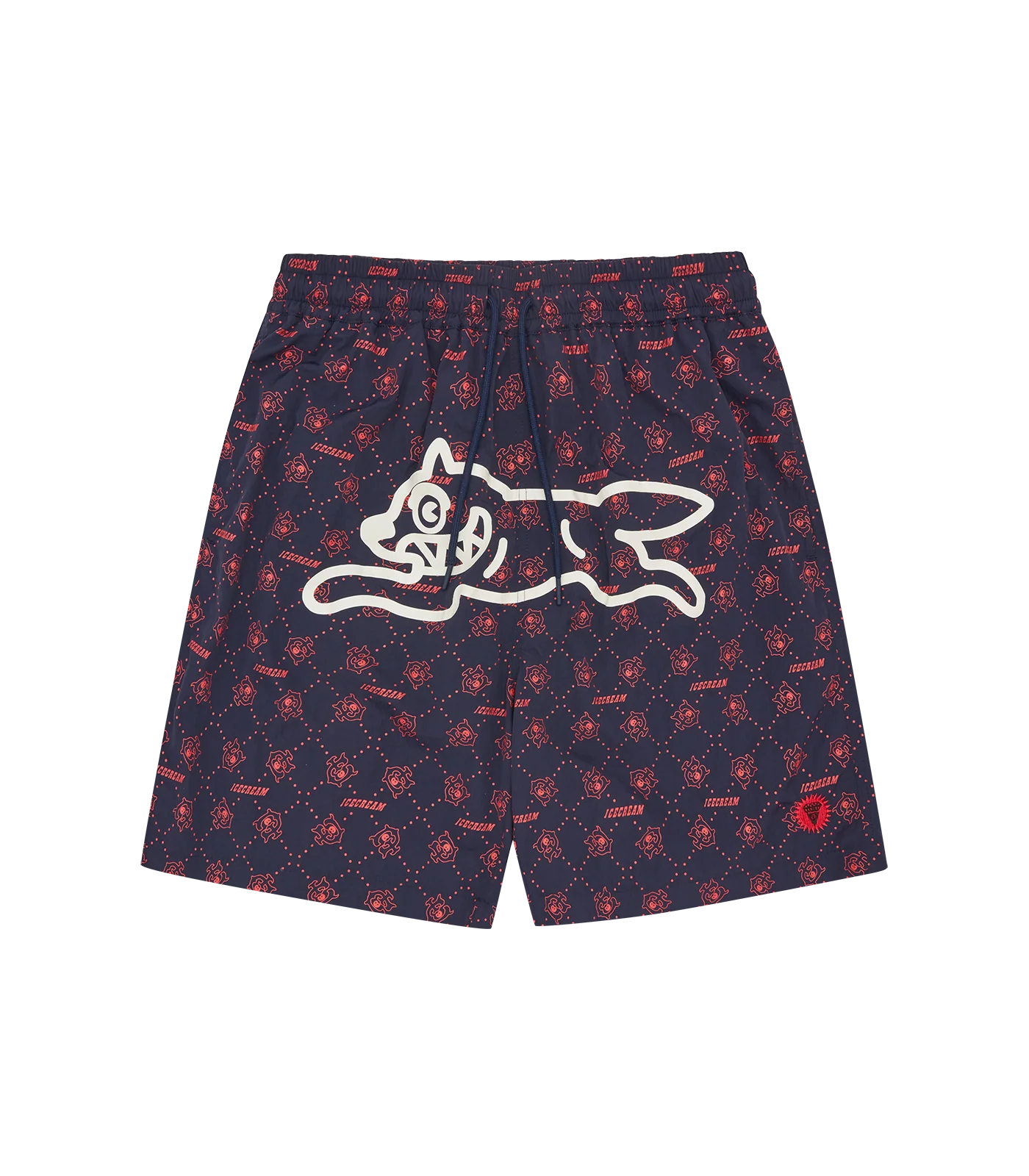 MONOGRAM RUNNING DOG SWIM SHORTS - NAVY/RED