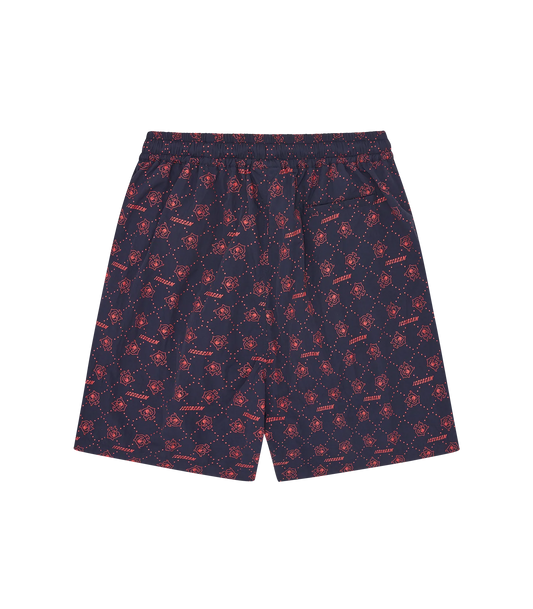 MONOGRAM RUNNING DOG SWIM SHORTS - NAVY/RED