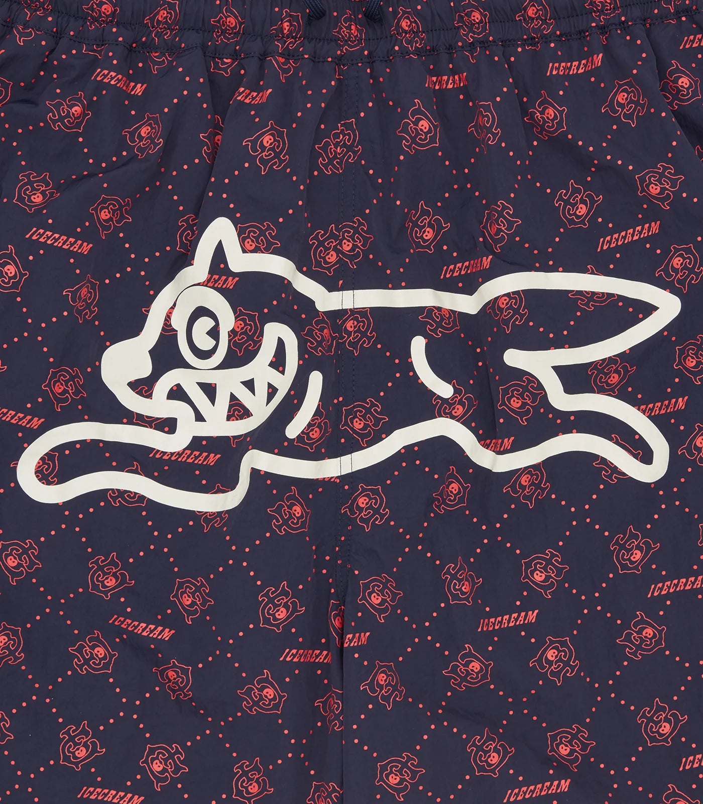 MONOGRAM RUNNING DOG SWIM SHORTS - NAVY/RED