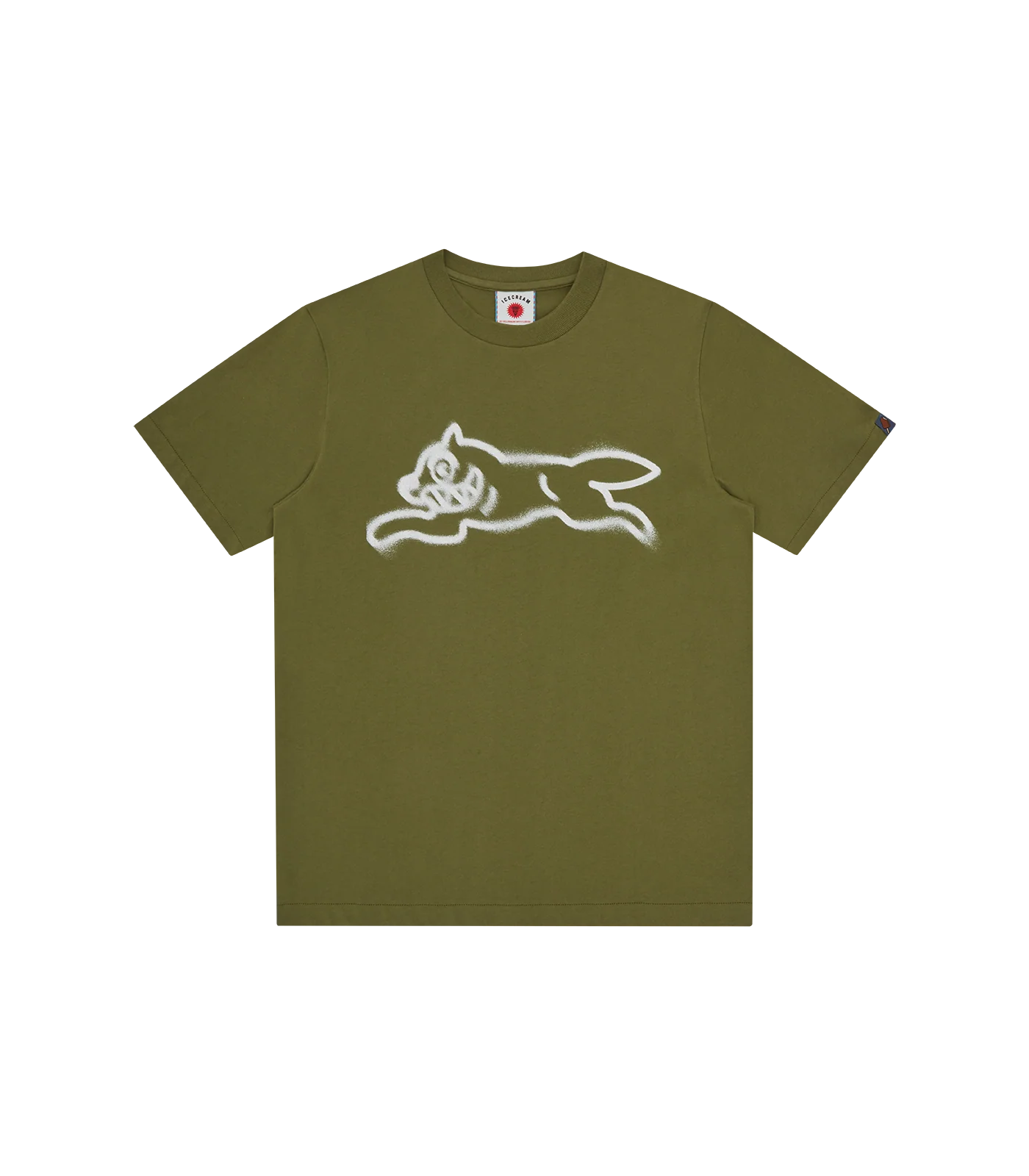 SPRAY PAINT RUNNING DOG T-SHIRT - GREEN