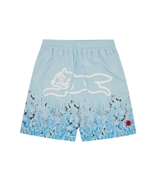 GRADIENT SNAKESKIN RUNNING DOG SWIM SHORTS - BLUE
