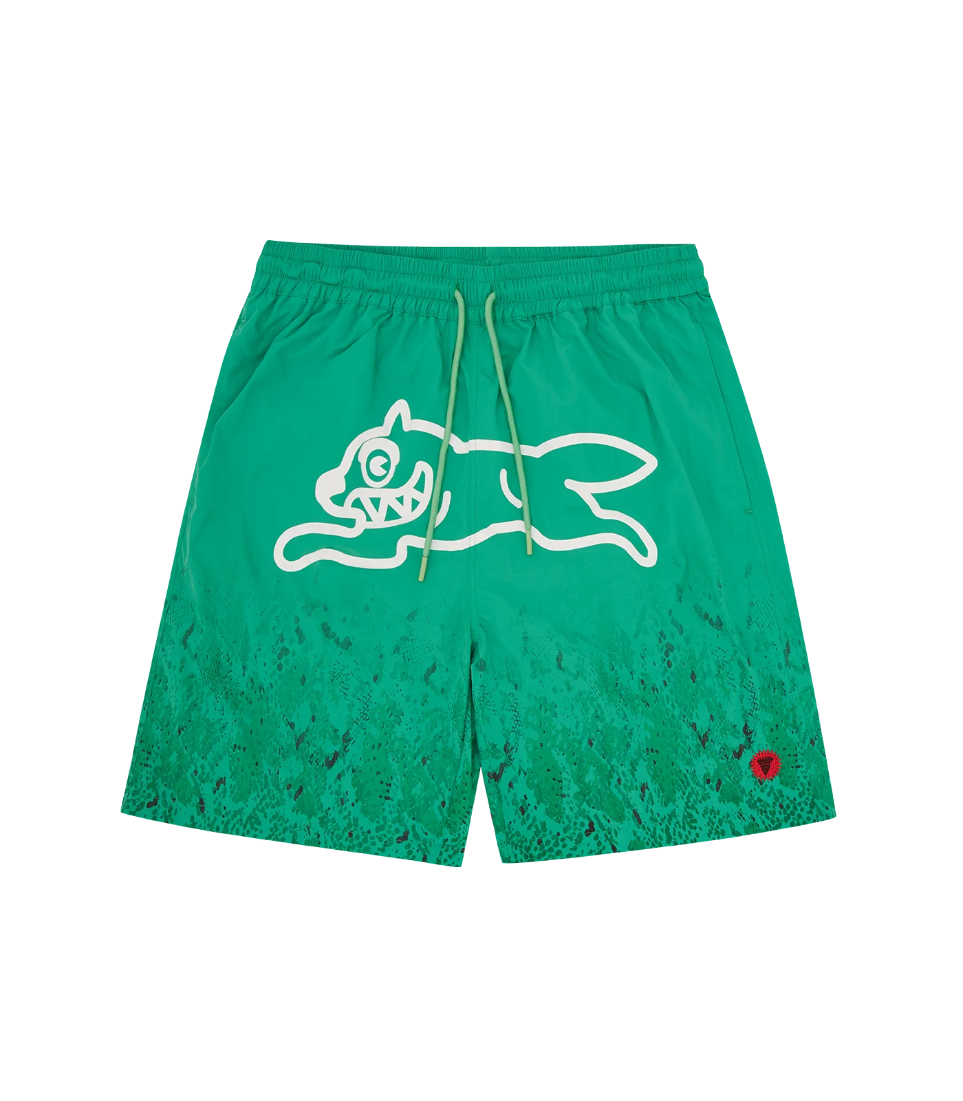 GRADIENT SNAKESKIN RUNNING DOG SWIM SHORTS - GREEN
