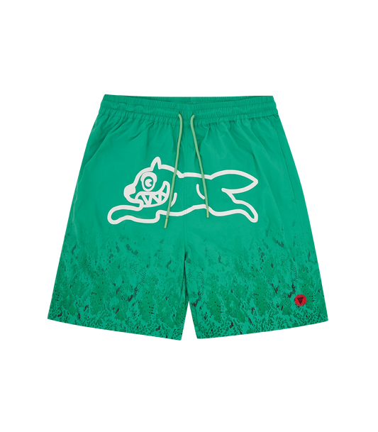 GRADIENT SNAKESKIN RUNNING DOG SWIM SHORTS - GREEN