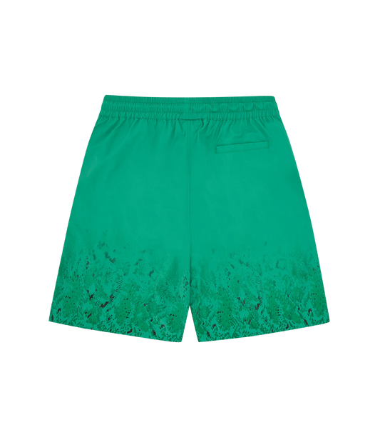 GRADIENT SNAKESKIN RUNNING DOG SWIM SHORTS - GREEN