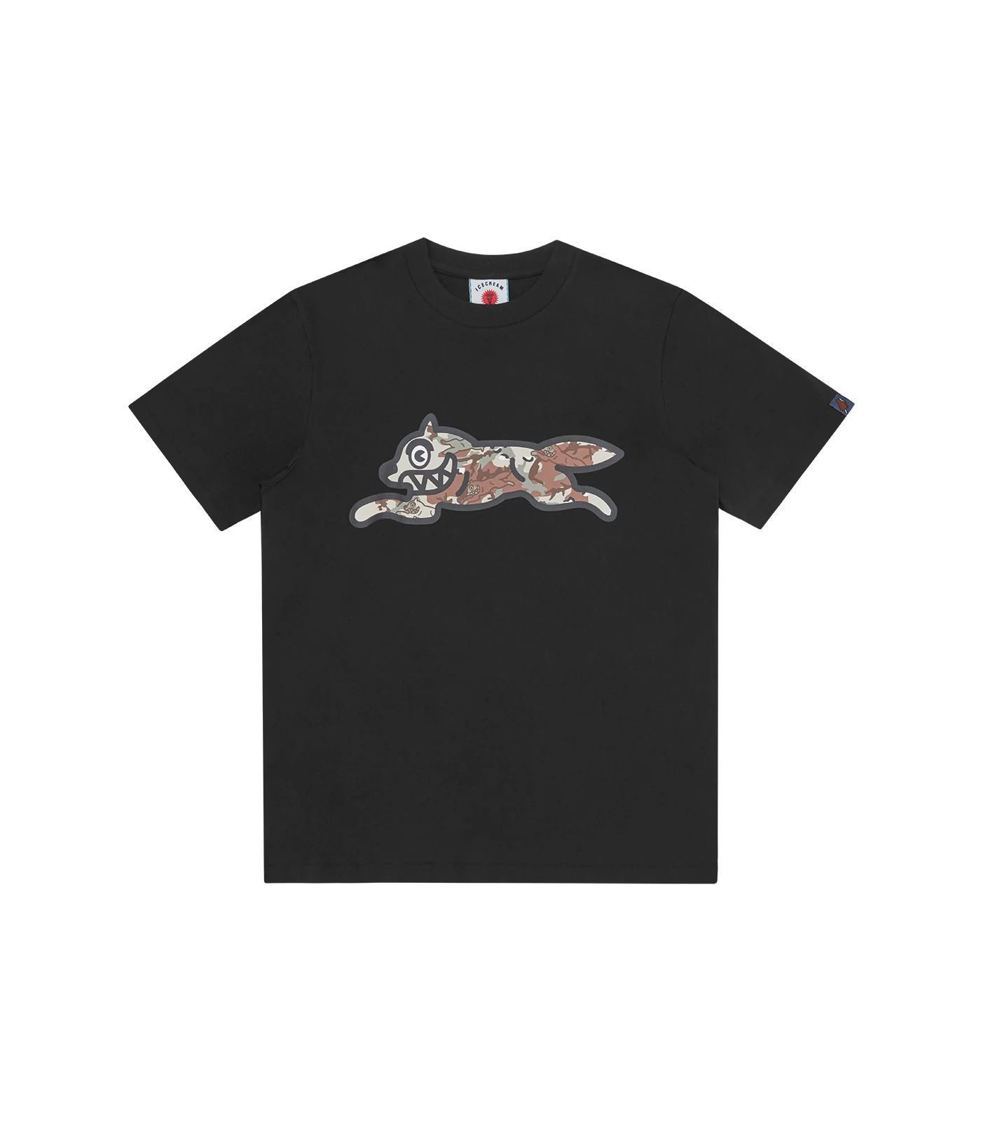 CHOC CHIP CAMO RUNNING DOG T-SHIRT - BLACK