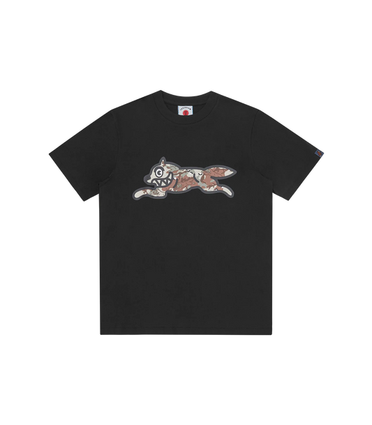 CHOC CHIP CAMO RUNNING DOG T-SHIRT - BLACK