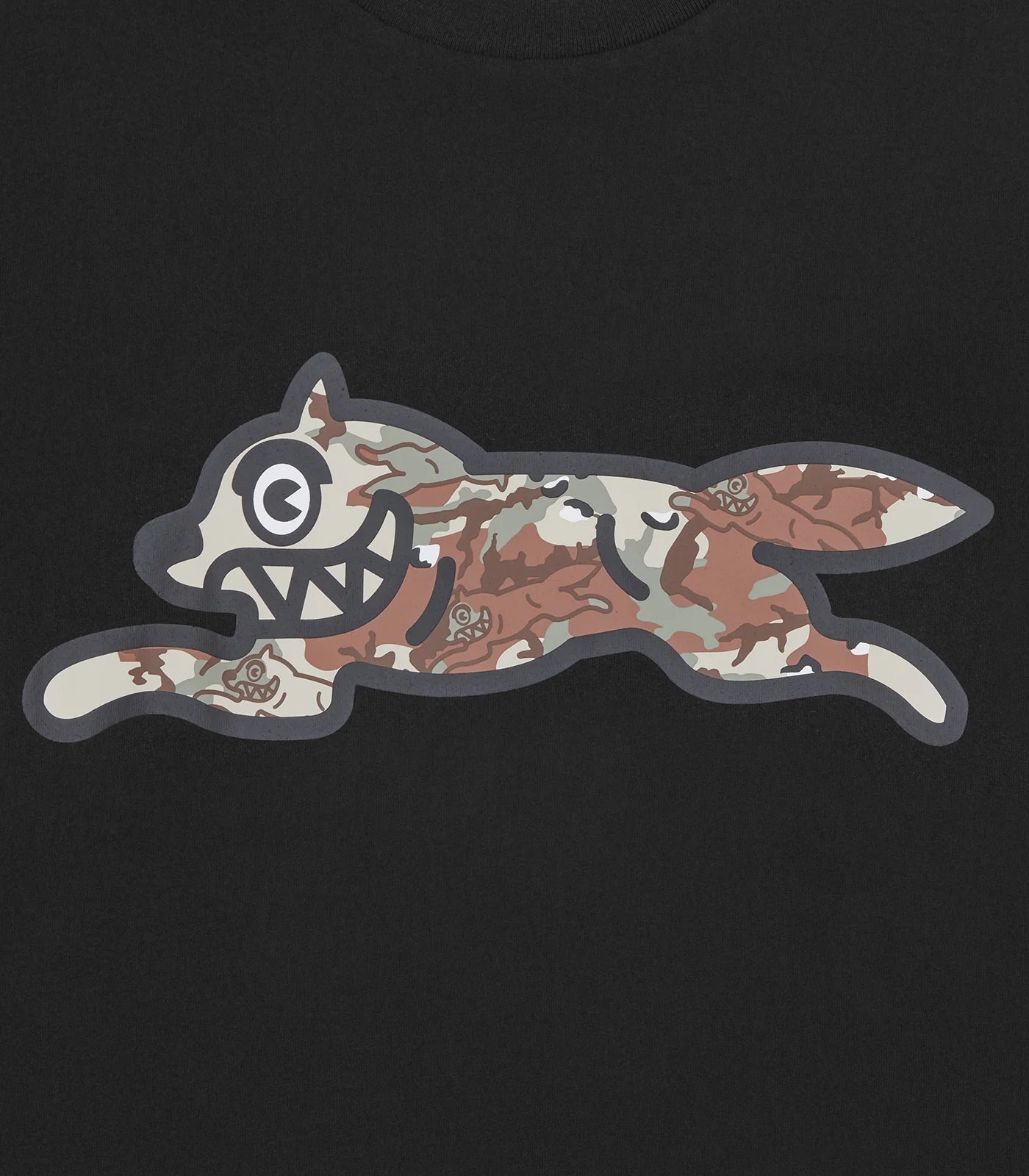 CHOC CHIP CAMO RUNNING DOG T-SHIRT - BLACK