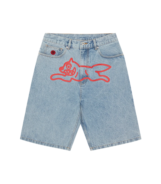 RUNNING DOG DENIM SHORTS - LIGHT WASH BLUE