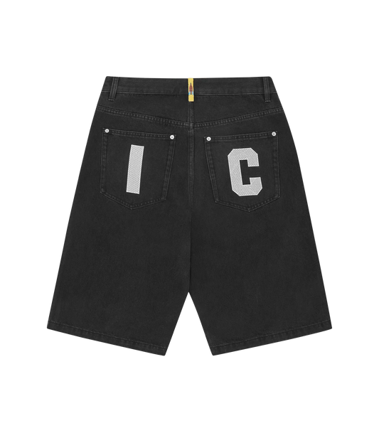 RUNNING DOG DENIM SHORTS - BLACK