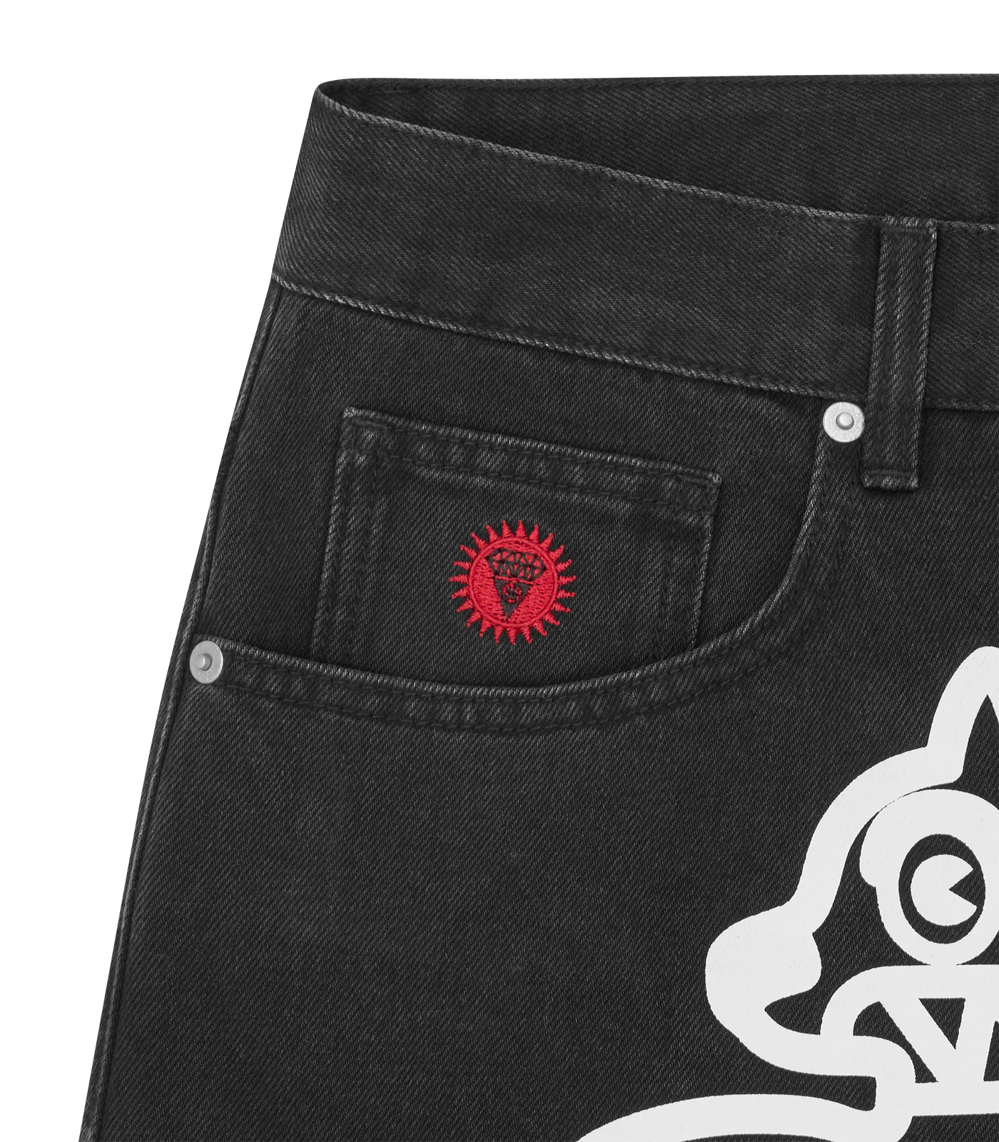 RUNNING DOG DENIM SHORTS - BLACK