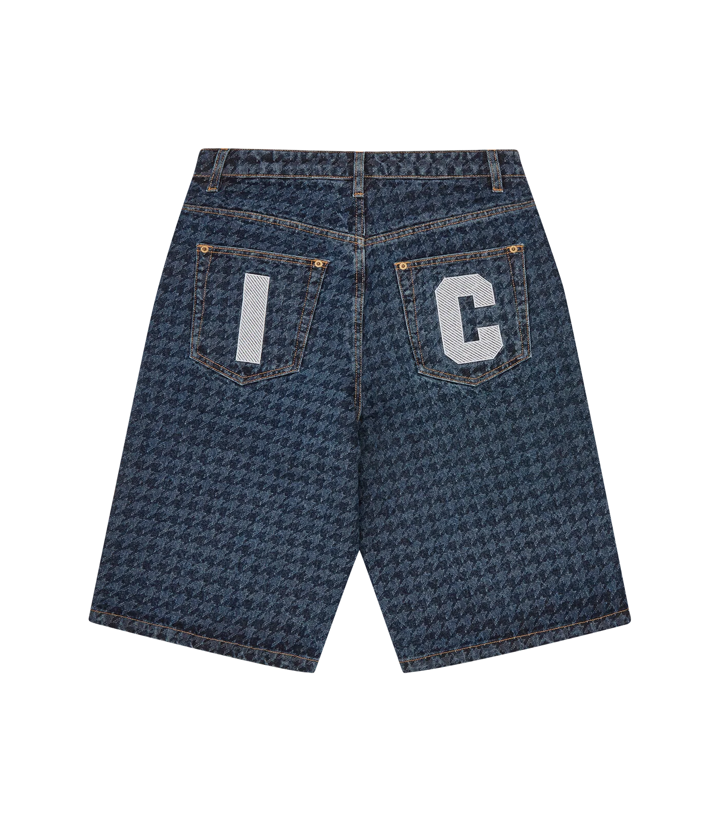 HOUNDSTOOTH RUNNING DOG JORTS - INDIGO