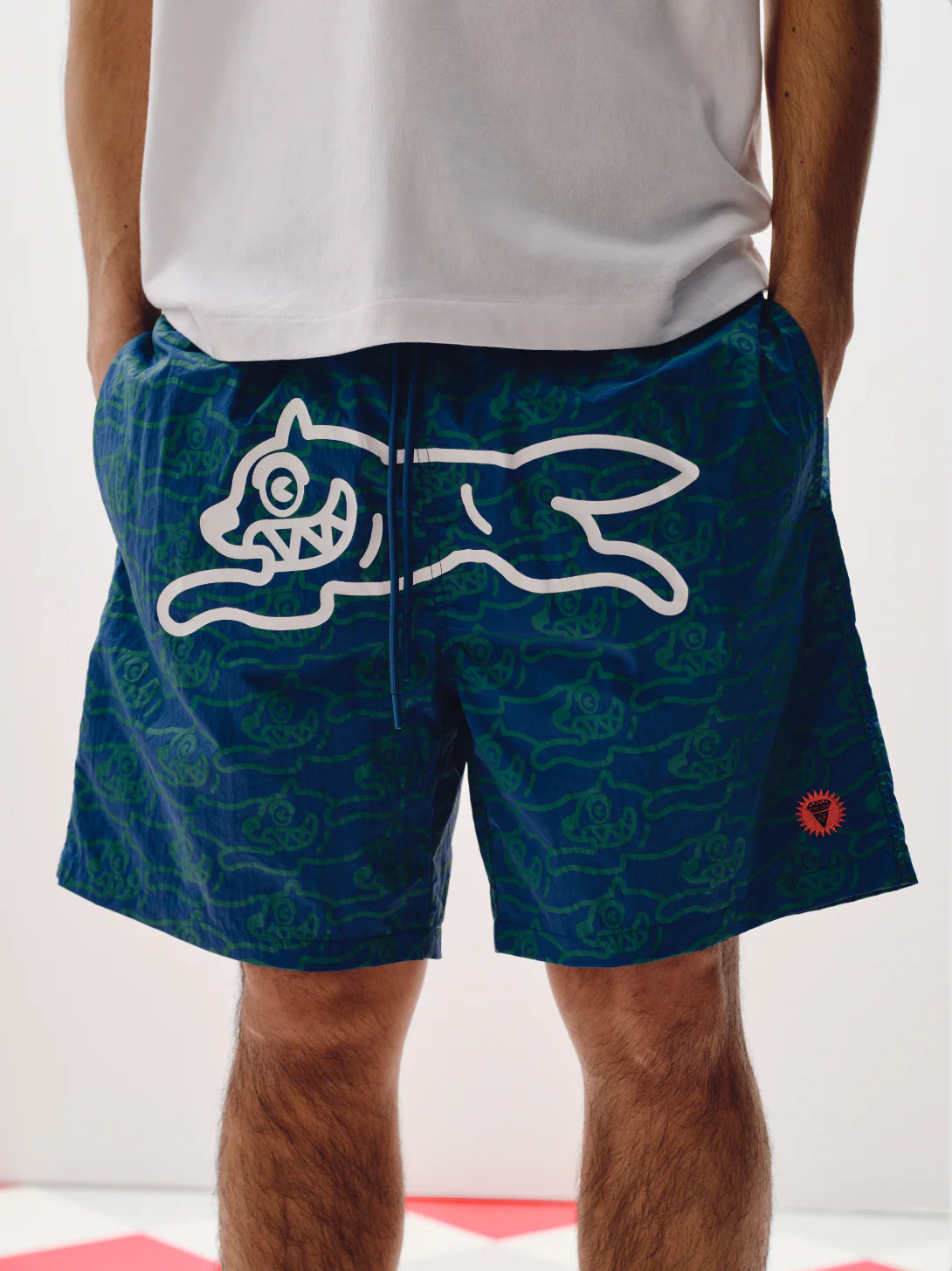 RUNNING DOG SWIM SHORTS - NAVY/GREEN