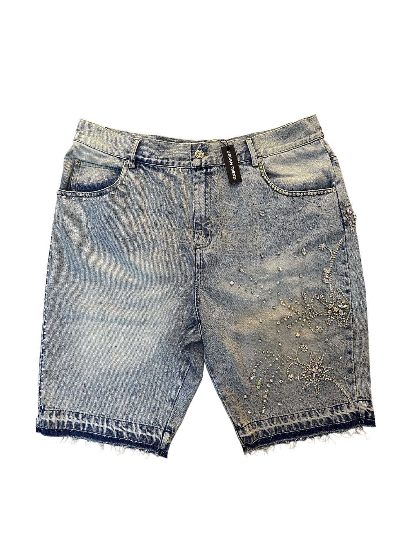 Floral Rhinestone Denim Short