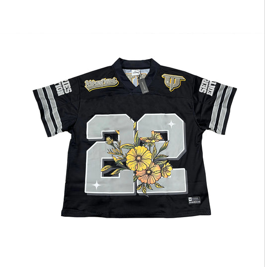 Floral Bloom Chenille Logo Mesh Jersey