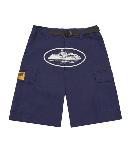 Corteiz Alcatraz Cargo Shorts Navy