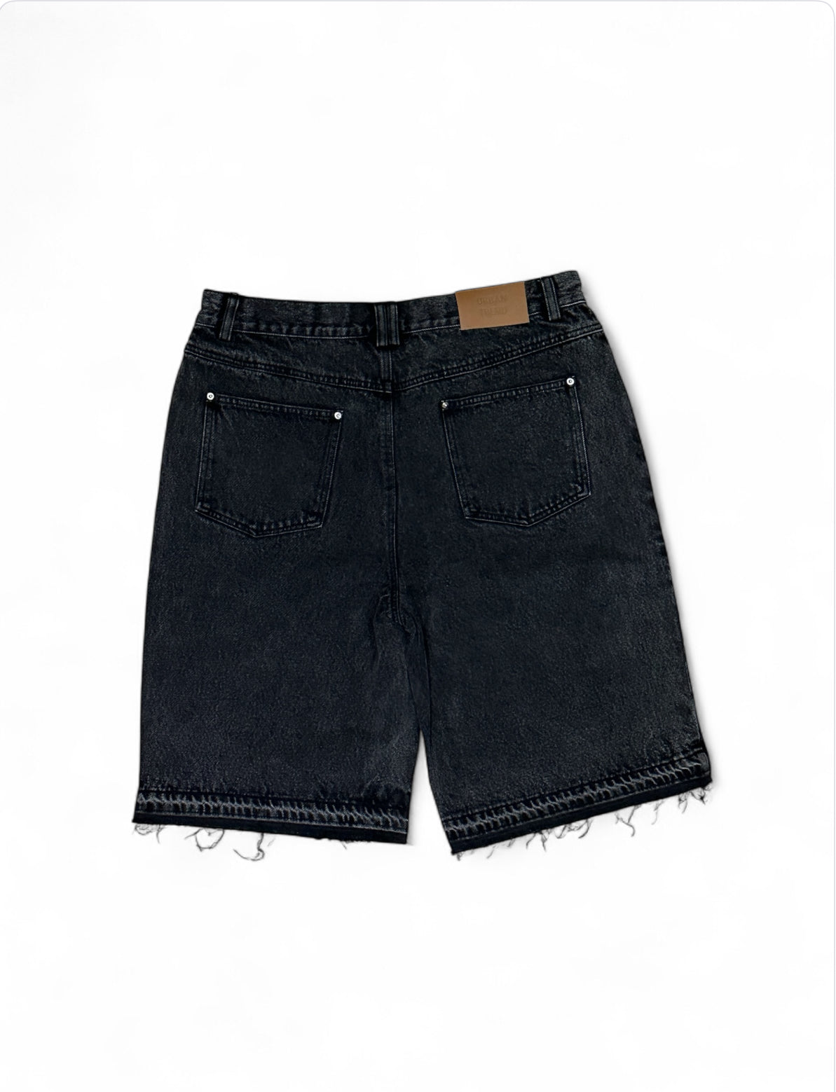 Embroidery Logo Distressed Denim Short