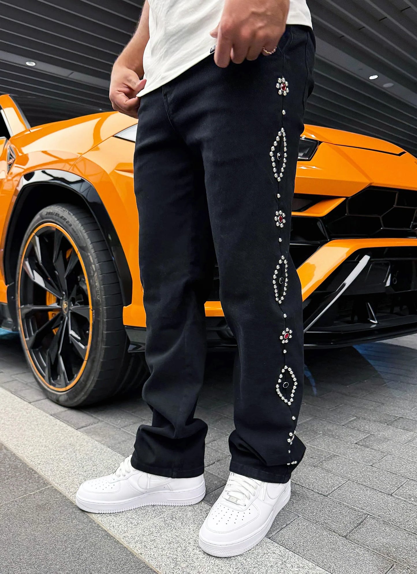 Vintage Studded Jeans - Black