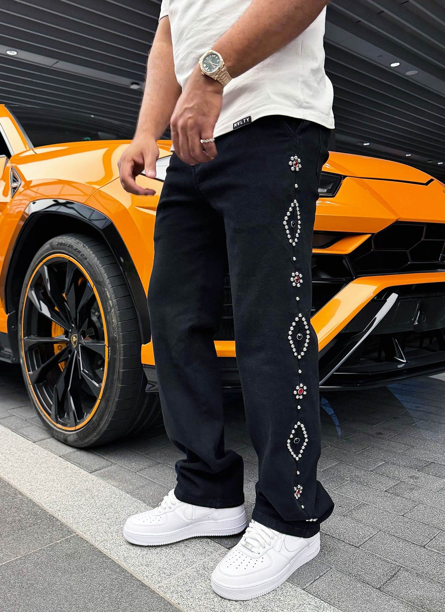 Vintage Studded Jeans - Black