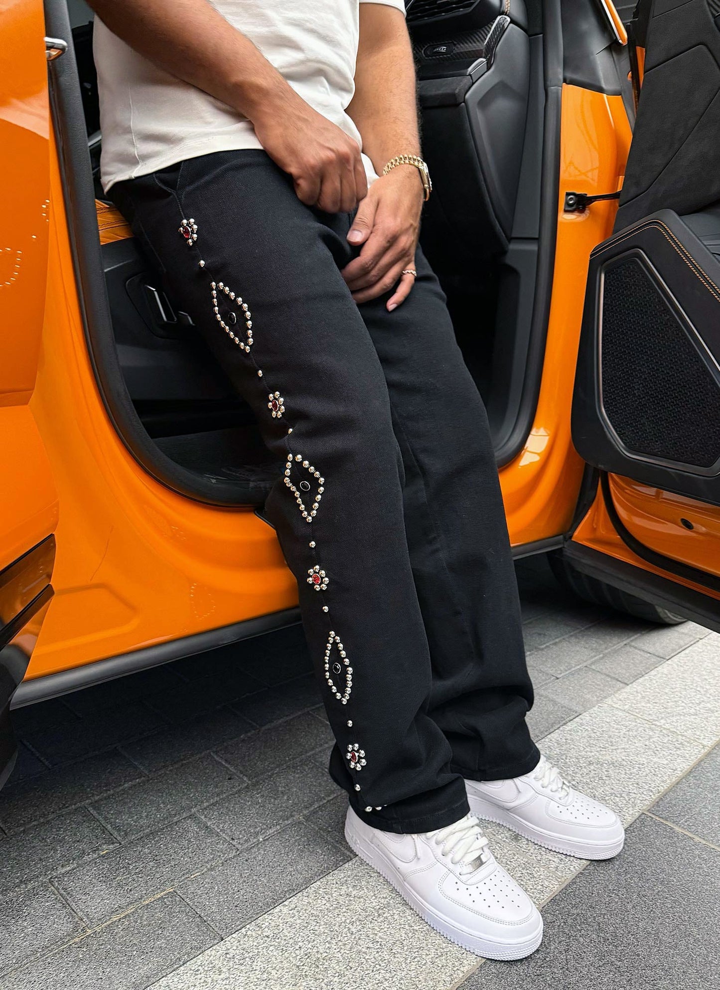 Vintage Studded Jeans - Black