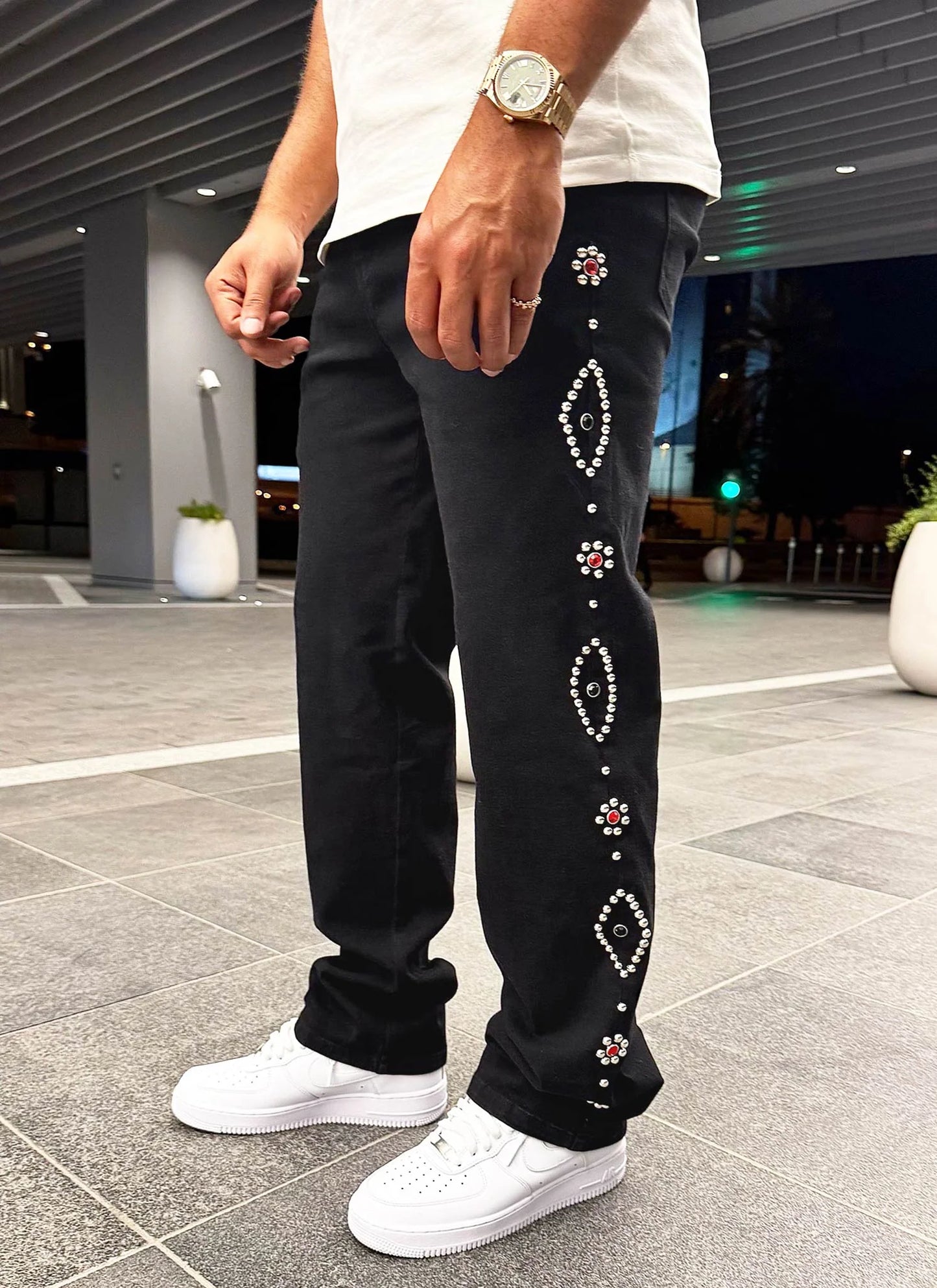 Vintage Studded Jeans - Black