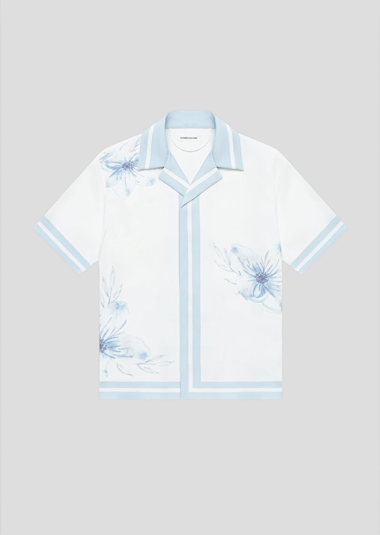 Floral Border Resort Shirt - Blue