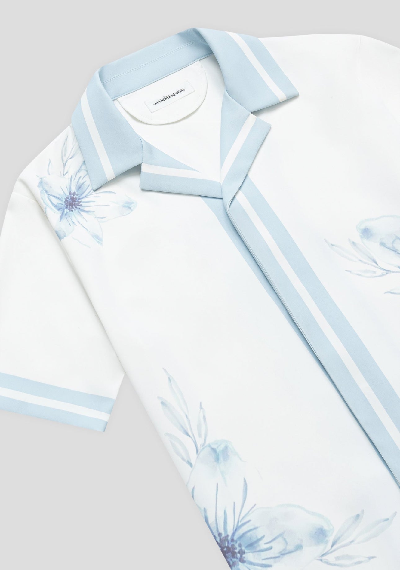 Floral Border Resort Shirt - Blue