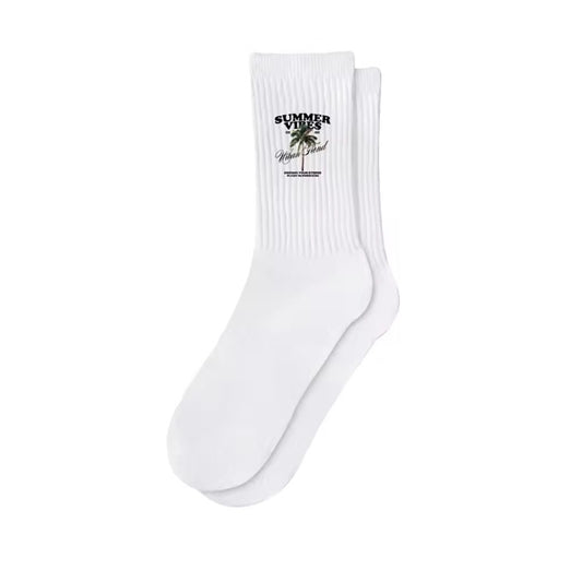 White Summer Vibes Crew Socks