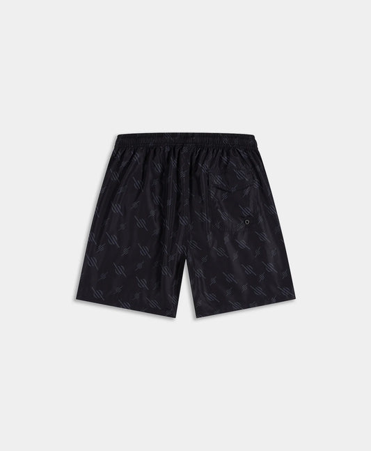 Black Irregular Monogram Swim Shorts