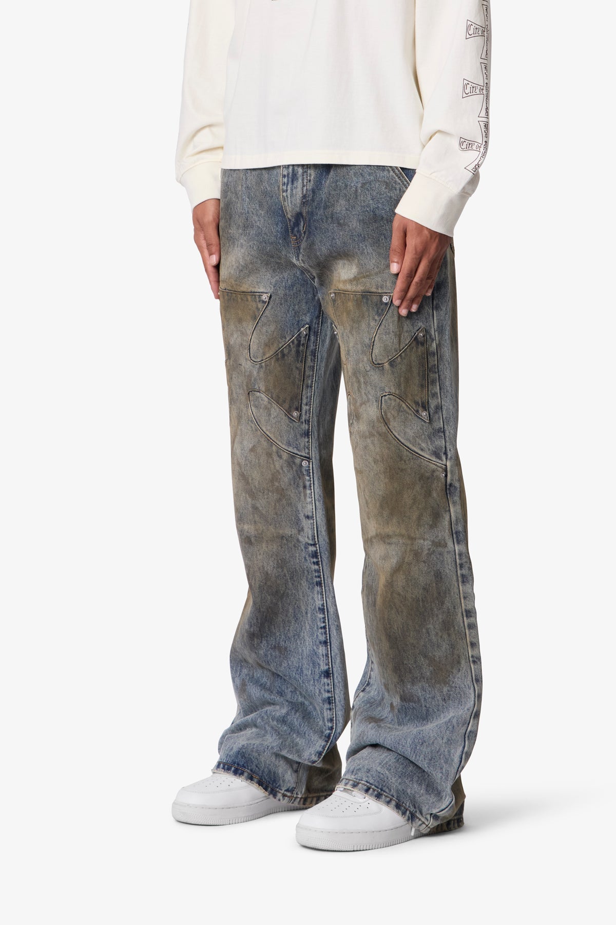 OIL STAIN IRON CROSS DENIM