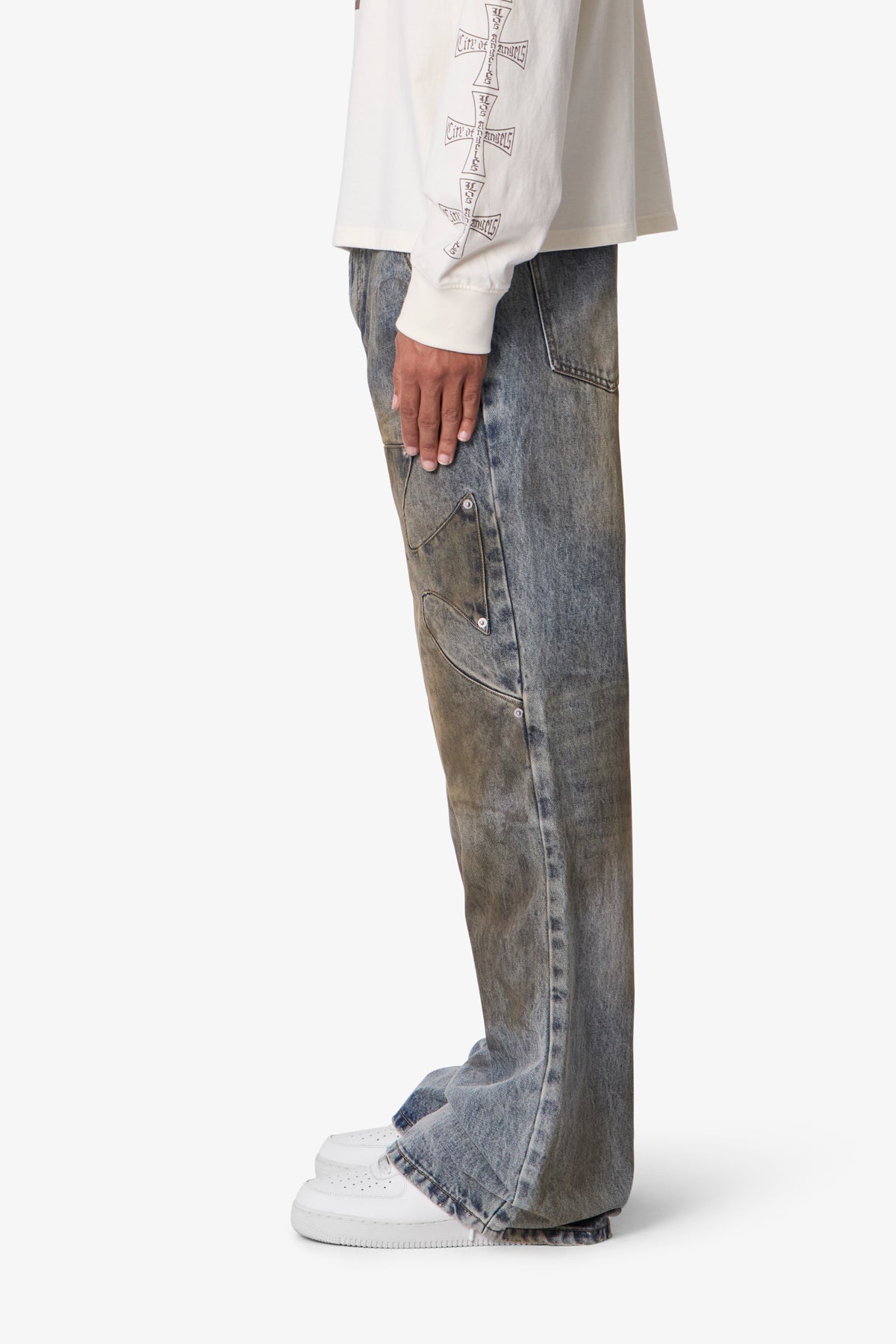 OIL STAIN IRON CROSS DENIM