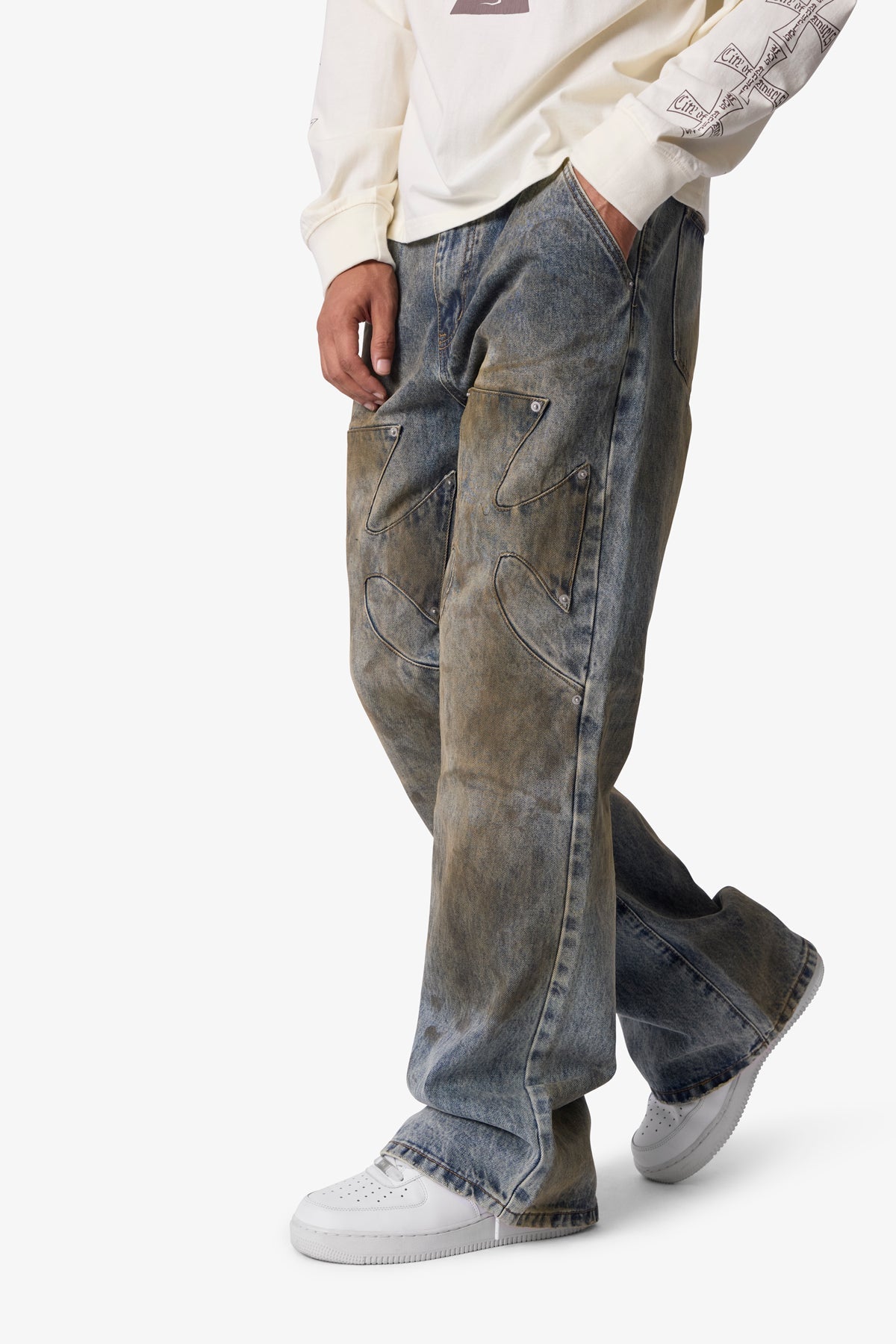 OIL STAIN IRON CROSS DENIM