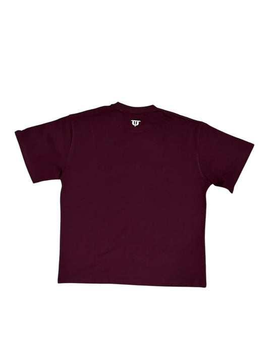 Graffiti Puff Logo Print T-Shirt - Burgundy