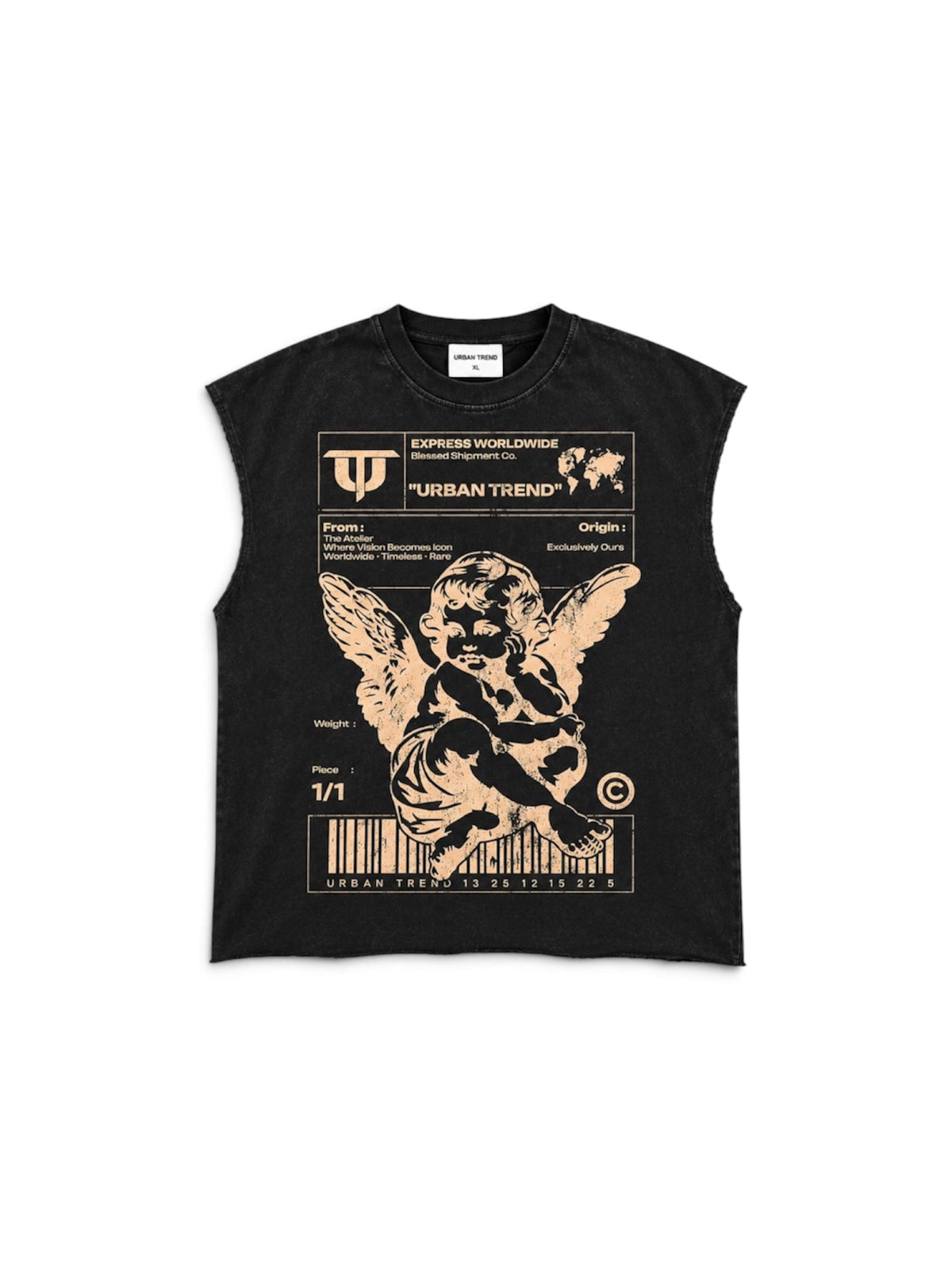 Cherub Graphic Muscle Tank - Washed Black
