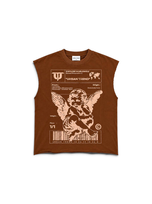 Cherub Graphic Muscle Tank - Rust Brown