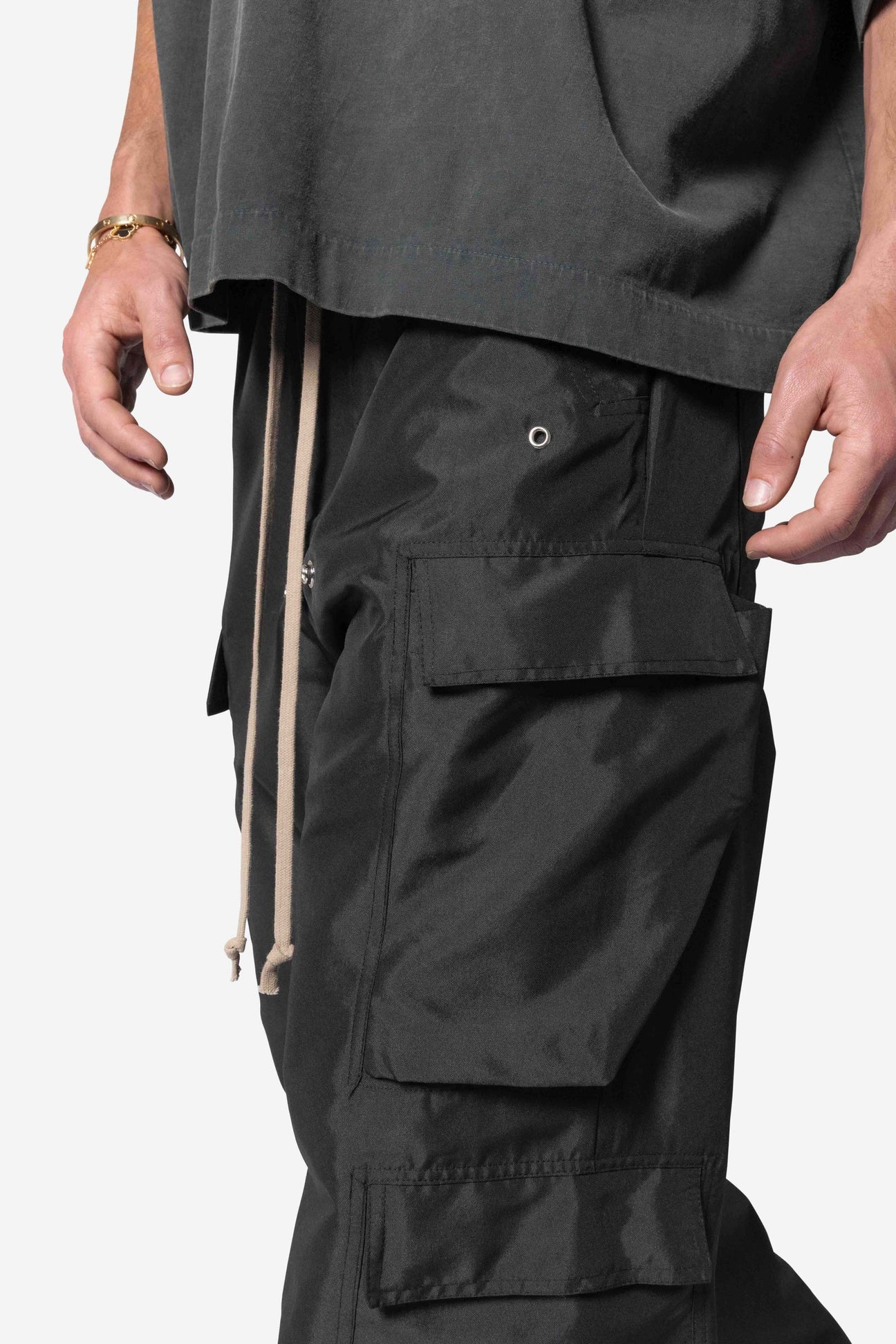 RAVE DOUBLE CARGO PANTS - BLACK