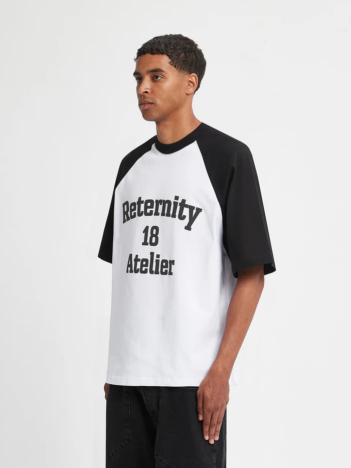 RAGLAN T-SHIRT ATELIER 18 - WHITE/BLACK