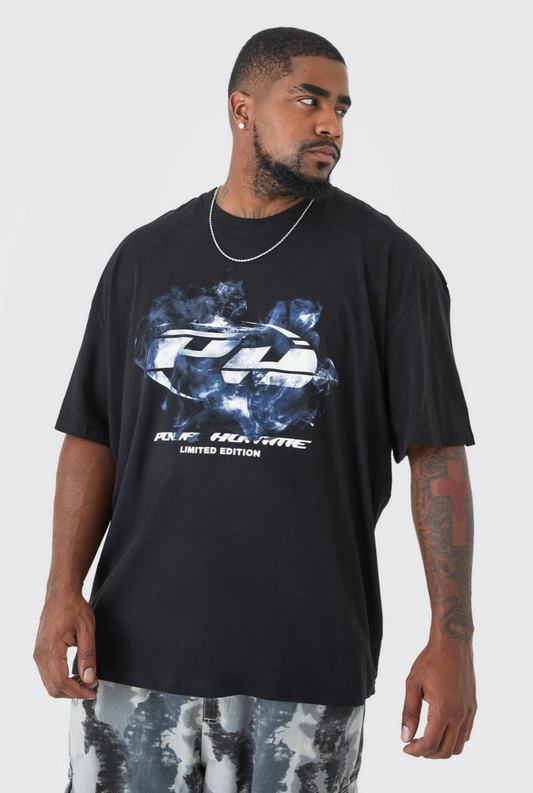 PLUS OVERSIZED POUR HOMME SMOKE GRAPHIC T-SHIRT