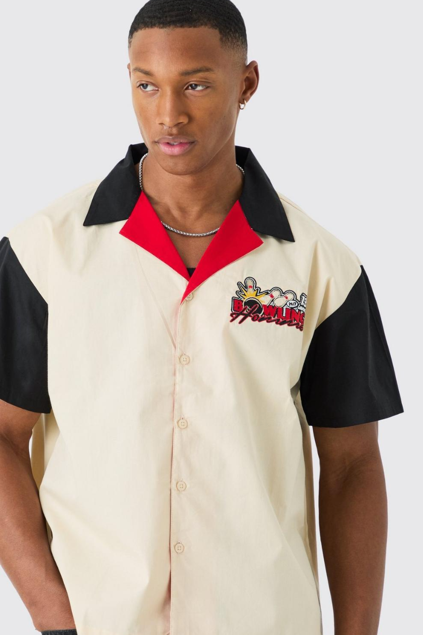 SHORT SLEEVE BOXY POPLIN BOWLING HOMME SHIRT