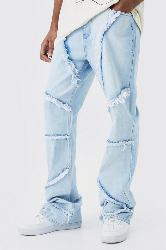 TALL RELAXED RIGID FLARE FRAYED EDGE JEANS