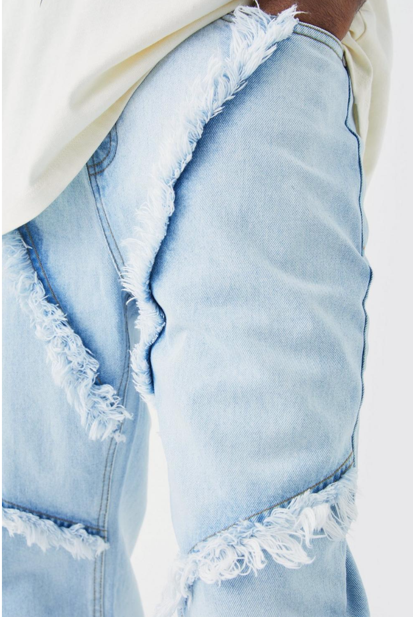 TALL RELAXED RIGID FLARE FRAYED EDGE JEANS