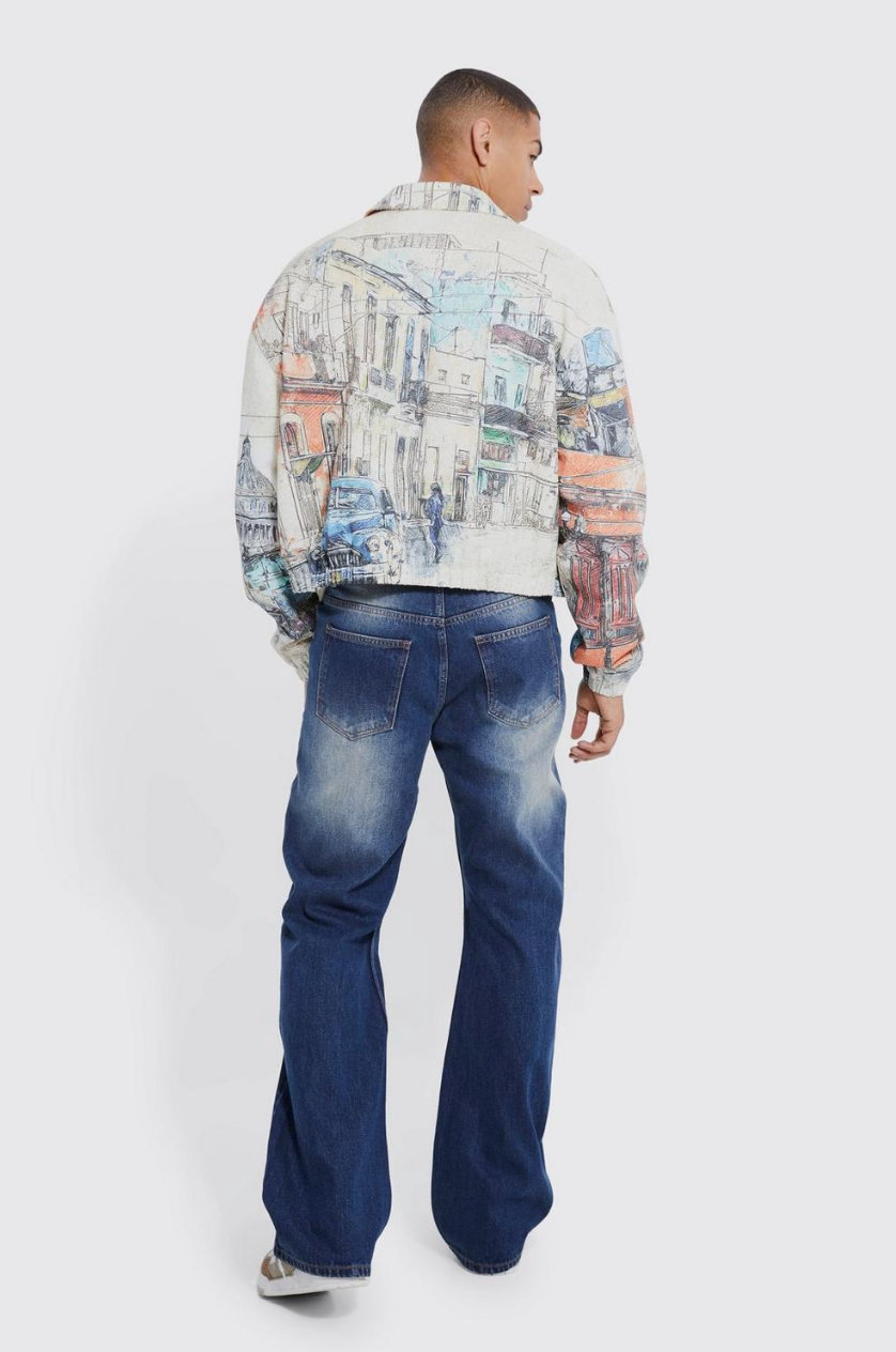 RELAXED RIGID FLARE TINTED PANELLED JEANS