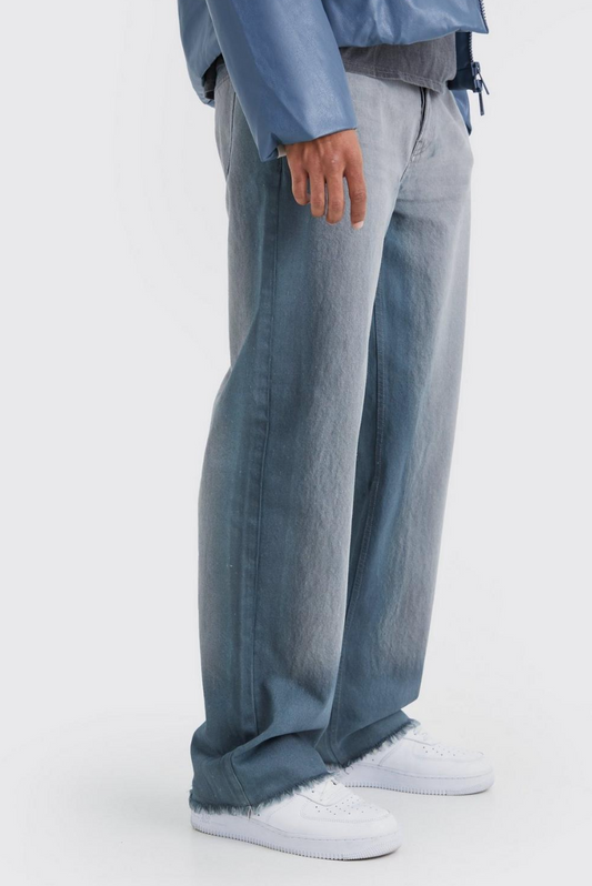 BAGGY RIGID BLEACH SEAM JEANS IN MID GREY