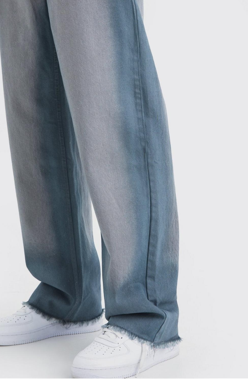 BAGGY RIGID BLEACH SEAM JEANS IN MID GREY