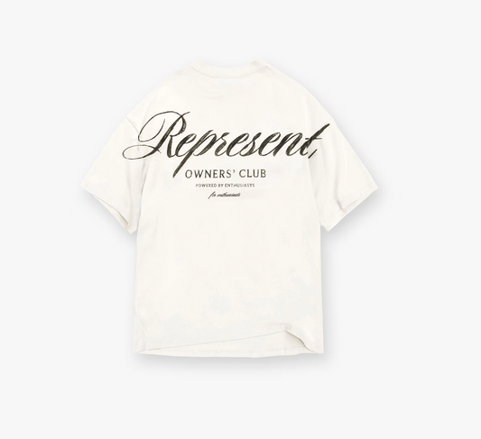 REPRESENT OWNERS CLUB SCRIPT T-SHIRT- WHITE