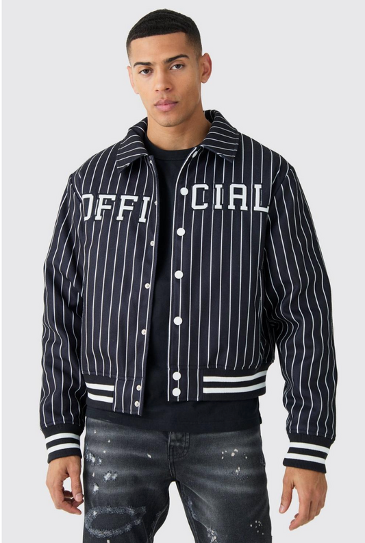 OFFICIAL PINSTRIPE VARSITY BOMBER